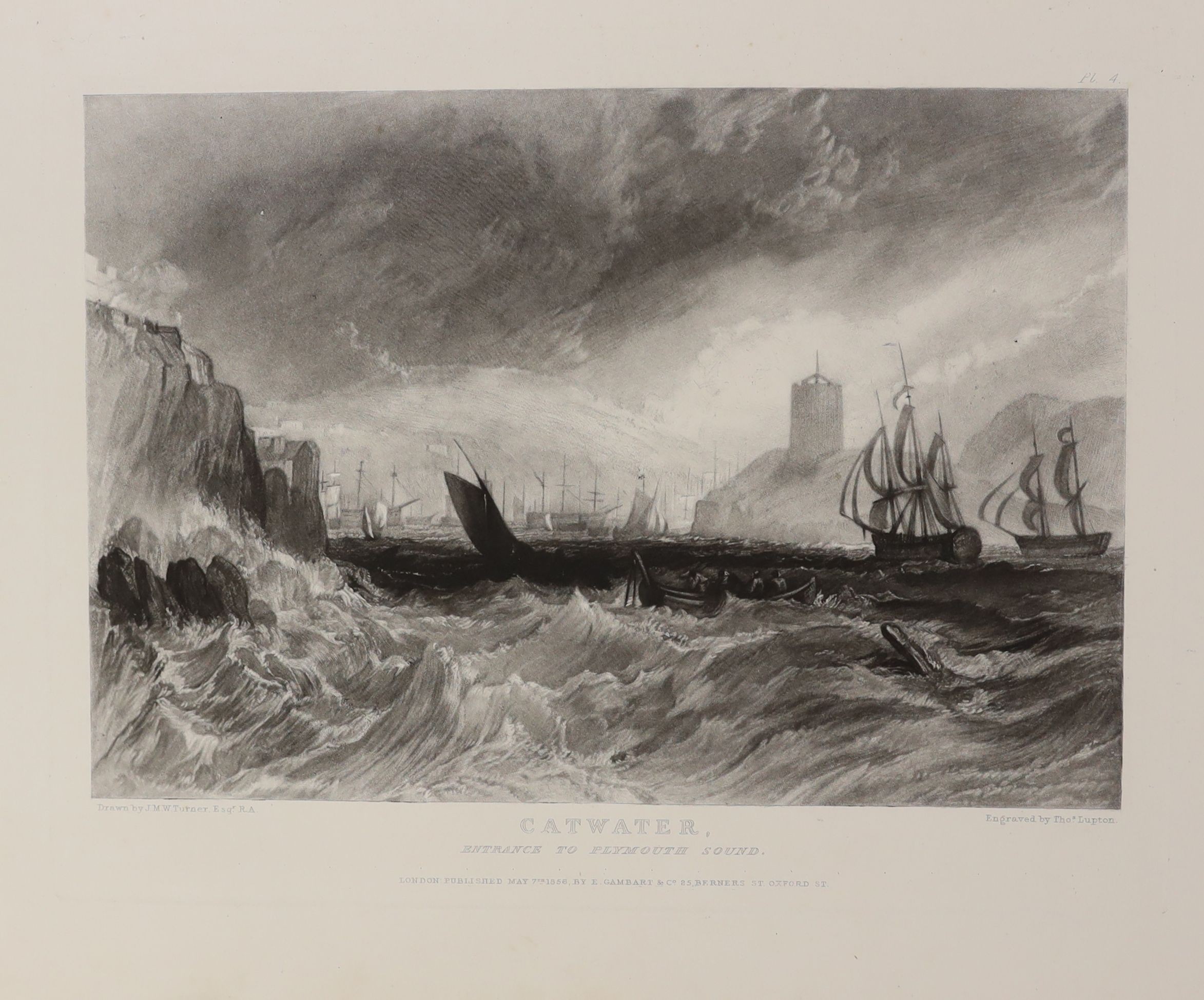 Ruskin, John - The Harbours of England, illustrated by J.M.W. Turner, folio, original green cloth gilt, with 12 plates, E. Gambart and Co., London, 1856